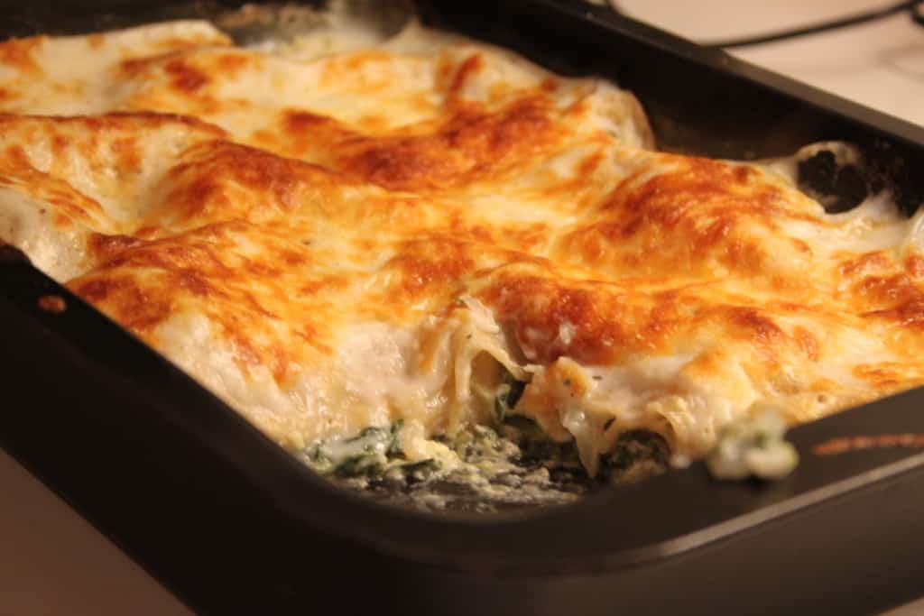 Fedtfattig, vegetarisk spinatlasagne