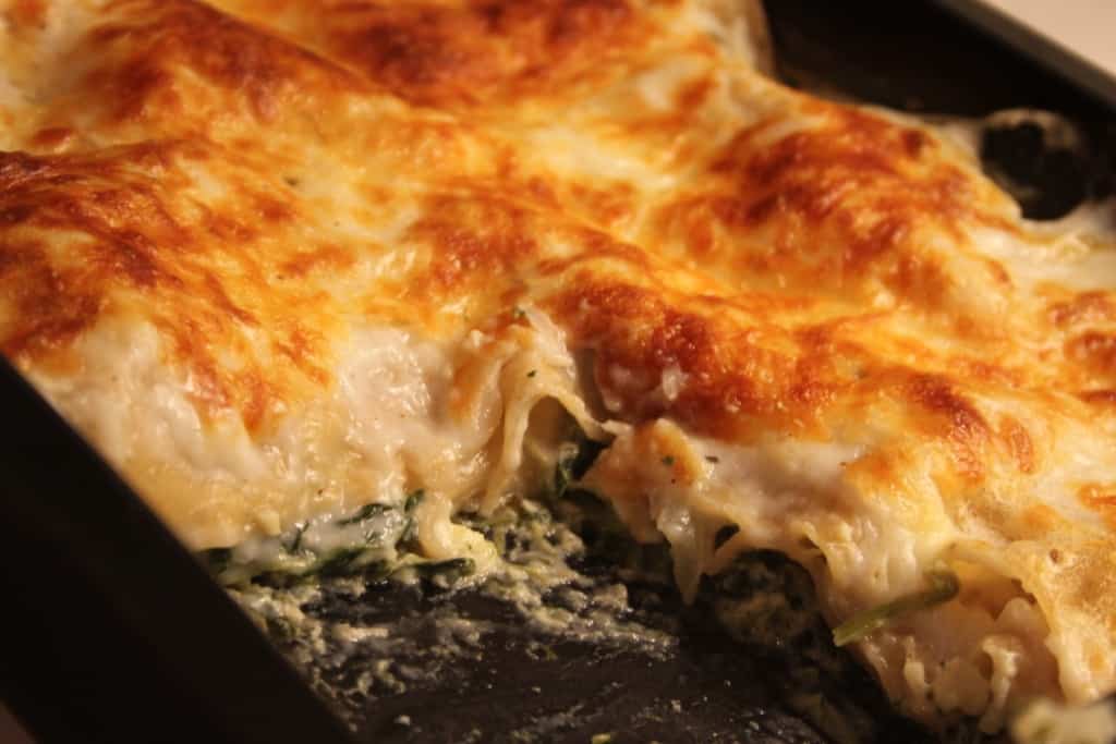 Fedtfattig, vegetarisk spinatlasagne