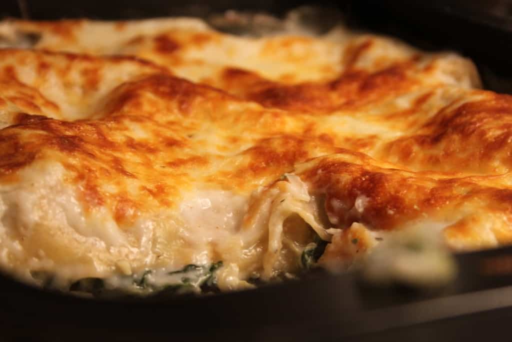 Fedtfattig, vegetarisk spinatlasagne