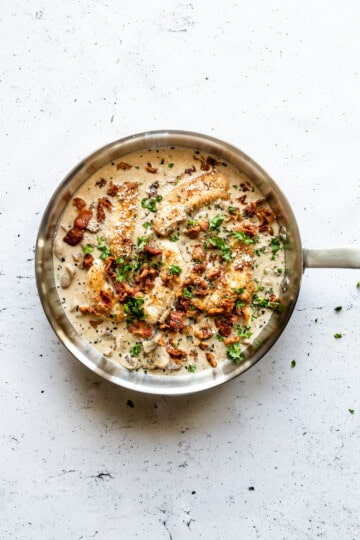 Kylling med svampe, bacon og balsamico - opskrift med kylling
