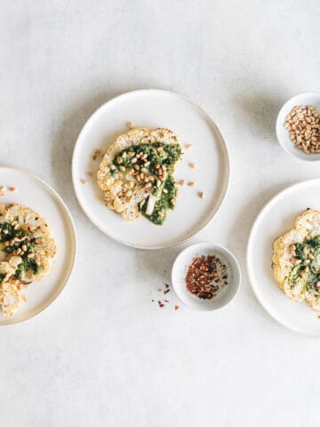 blomkål i ovn med grøn pesto